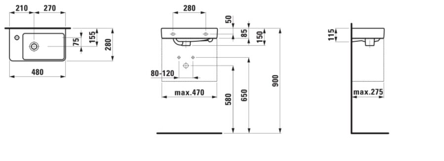 Laufen umivaonik Pro S 48, lijevi