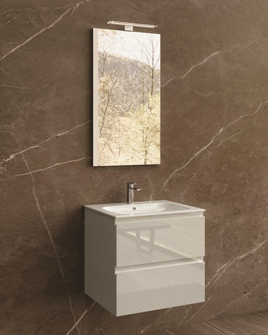 Idealaqua kupaonski set s ogledalom i rasvjetom 60x80 cm, bijeli mat