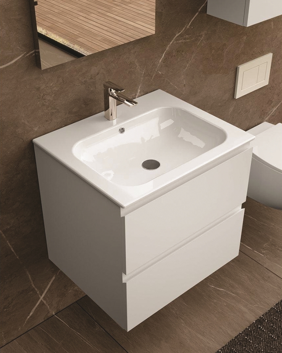Idealaqua kupaonski set s ogledalom i rasvjetom 60x80 cm, bijeli mat
