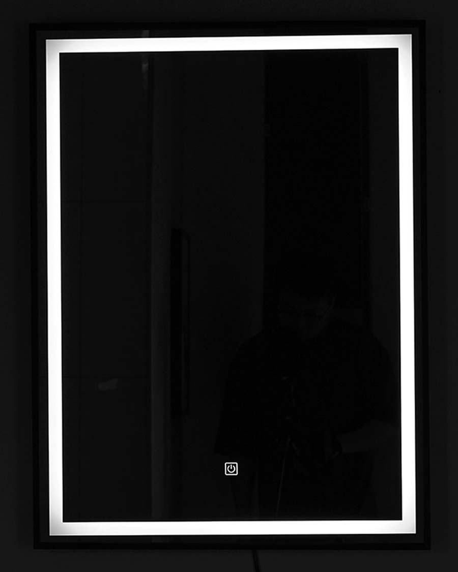 Idealaqua ogledalo s LED rasvjetom, 60x80 cm, crni okvir