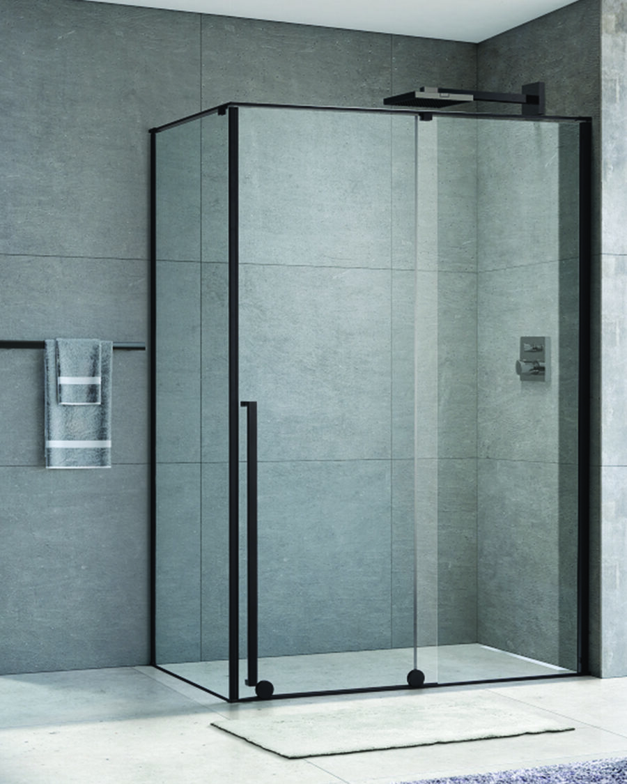 Idealaqua tuš vrata SXP, 160 cm, klizna, crna\prozirno