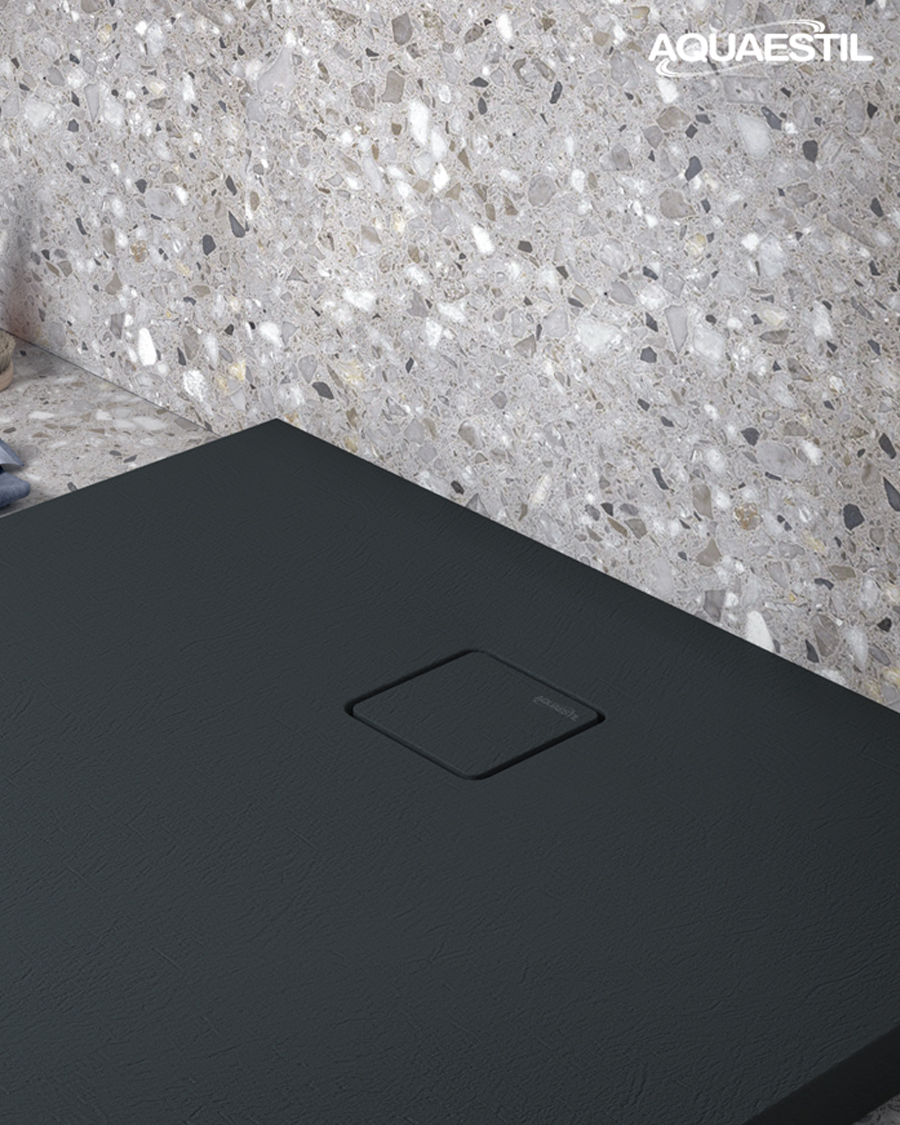Aquaestil tuš kada pravokutna Stone Deluxe, 120x80 cm, crna