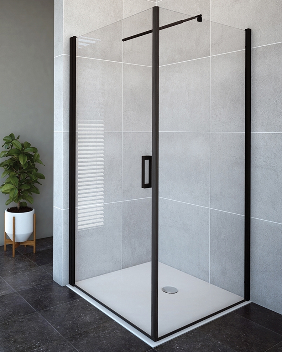 Aquaestil tuš vrata za kabinu Oasis D+W, 90 cm, jednokrilna, crna/prozirno