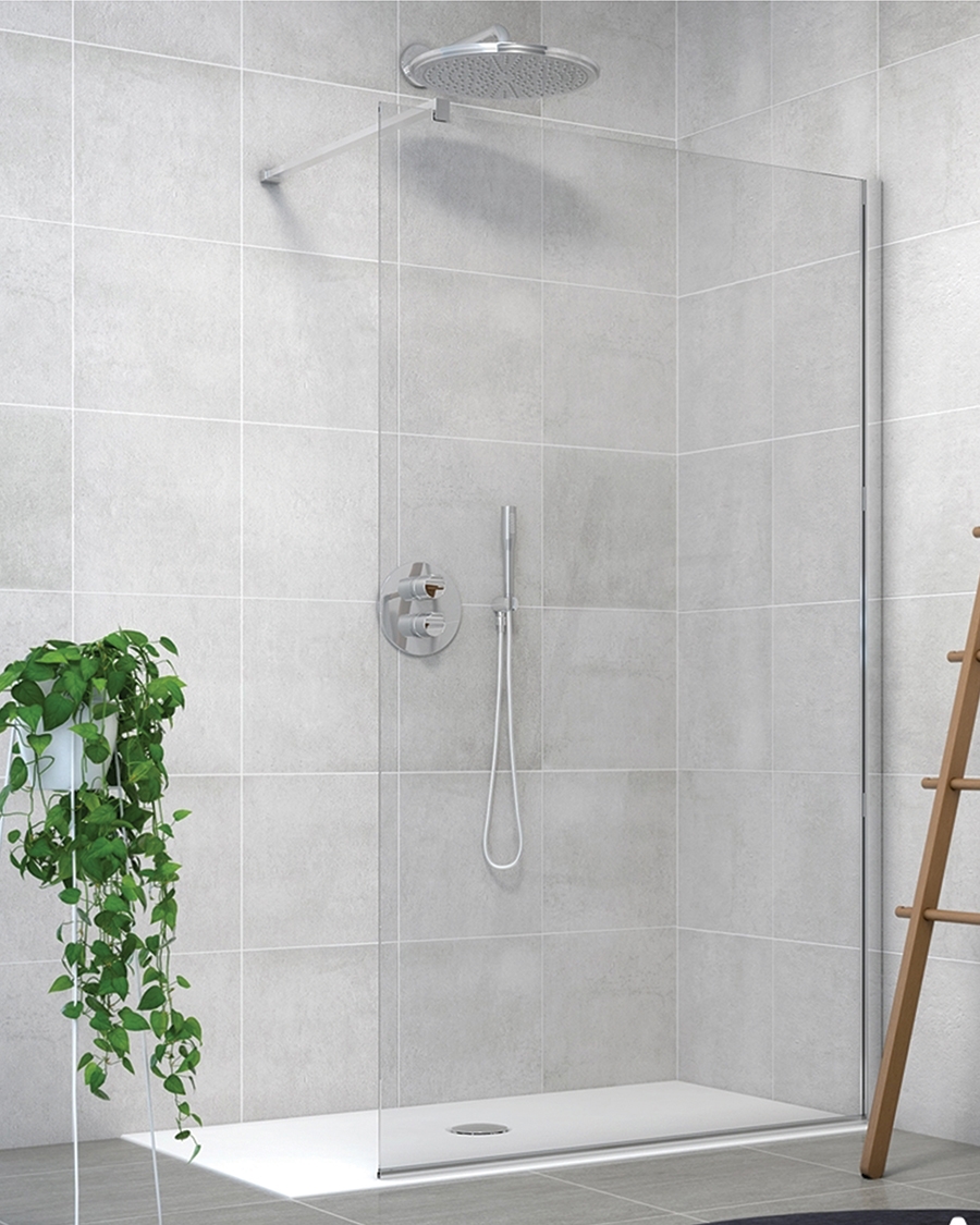 Aquaestil walk-in Zenith Wall, 140 cm, krom/prozirno