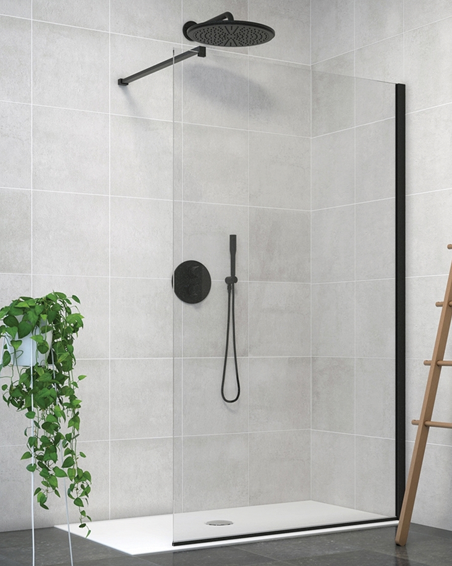 Aquaestil walk-in Zenith Wall, 140 cm, crna/prozirno