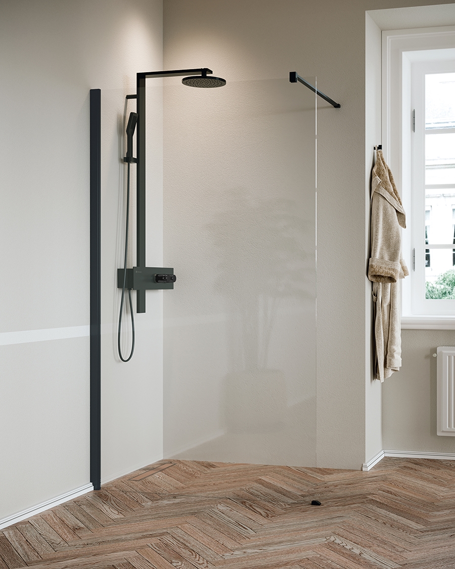 Novellini walk-in Sensi, 117-120 cm, krom\prozirno