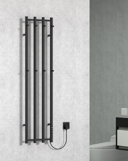 Idealterm Cory kupaonski električni radijator 1405×347 mm, 250 W, crni – slika 1