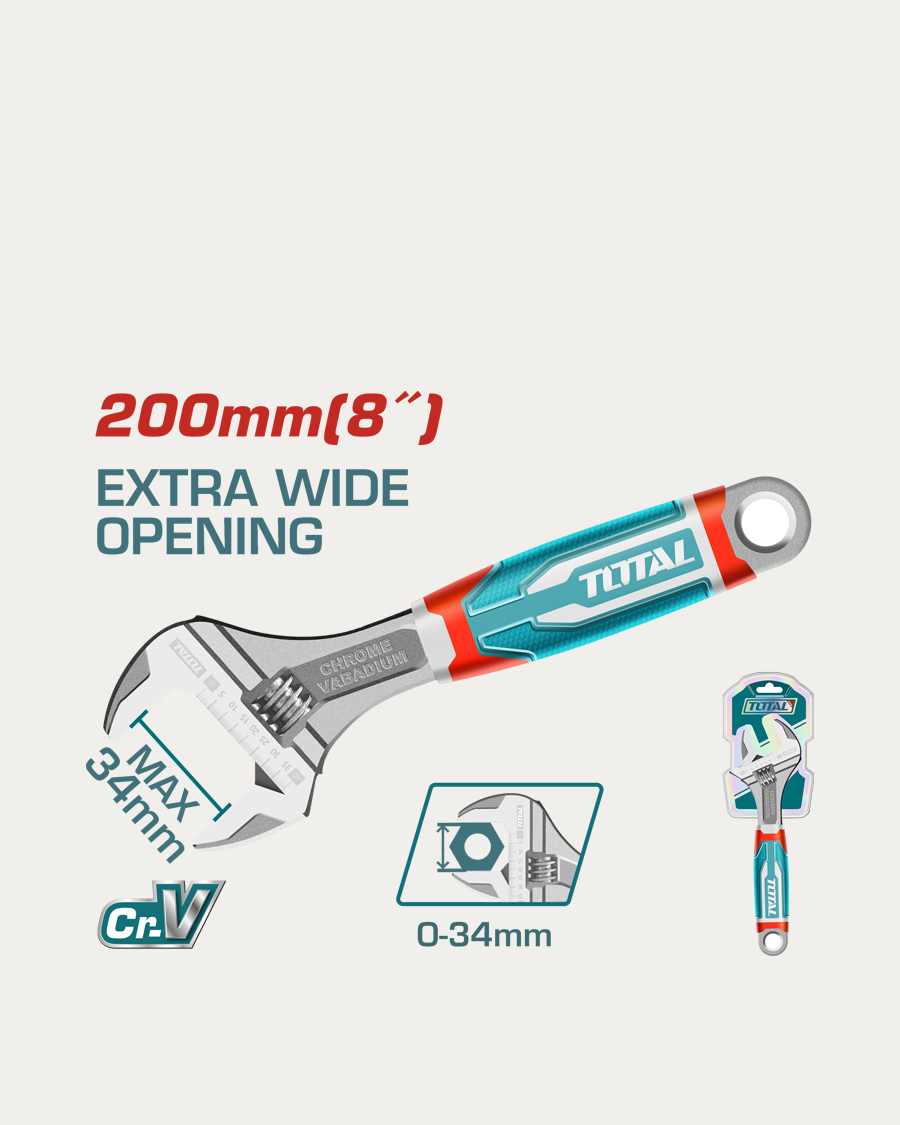 Total podesivi viličasti ključ 200 mm