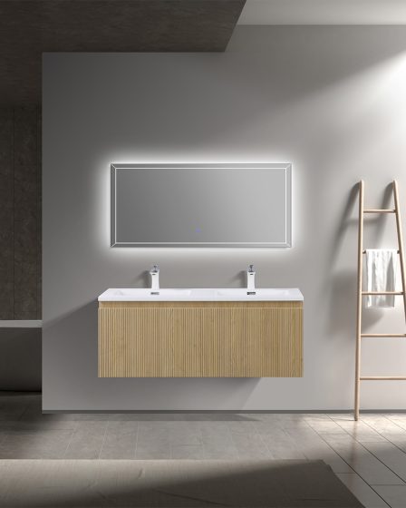 Idealaqua Liner 120 cm ormarić s umivaonikom, drvo, rebrasti