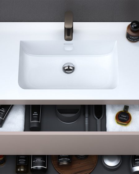 Idealaqua Molia 100 cm ormarić s umivaonikom, bež – slika 2