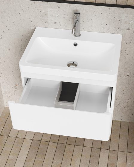 Idealaqua R GF 60 cm ormarić s umivaonikom, bijeli – slika 2