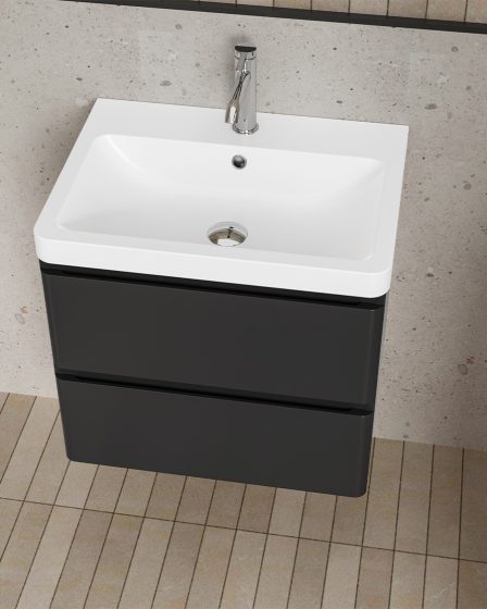 Idealaqua R GF 60 cm ormarić s umivaonikom, crni – slika 1