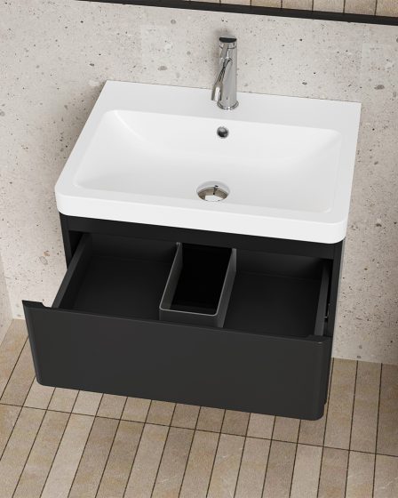 Idealaqua R GF 60 cm ormarić s umivaonikom, crni – slika 2
