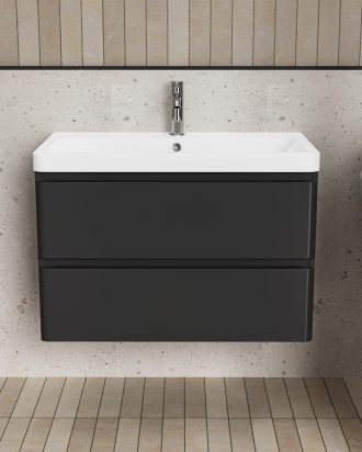Idealaqua R GF 80 cm ormarić s umivaonikom, crni