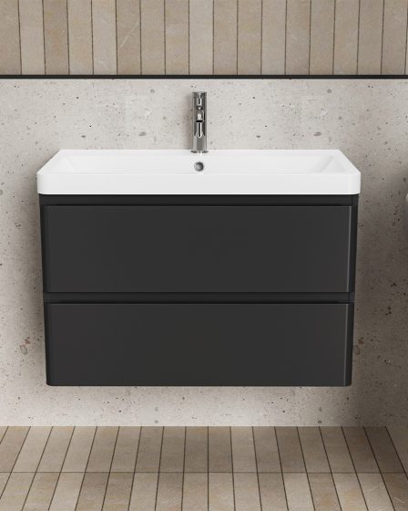 Idealaqua R GF 80 cm ormarić s umivaonikom, crni