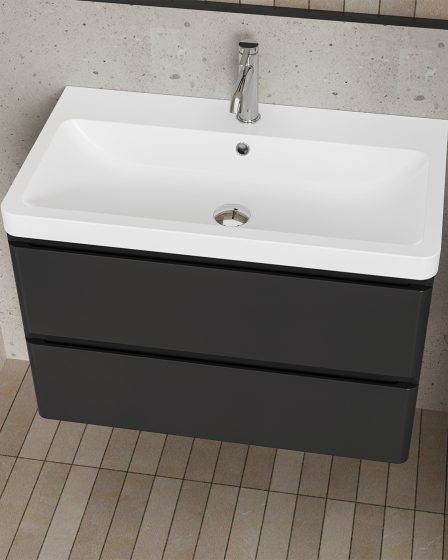 Idealaqua R GF 80 cm ormarić s umivaonikom, crni – slika 1