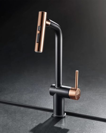 Idealaqua Higold 2.0 miješalica za sudoper sa tušem, black/rose gold – slika 3