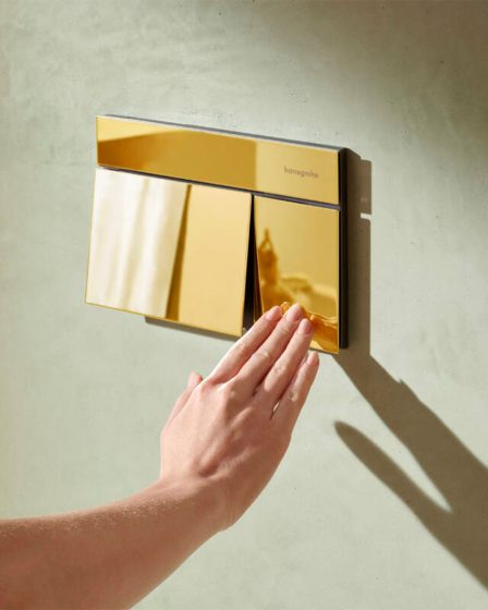 Hansgrohe iFrame Element E tipka za vodokotlić, polished gold optic – slika 1