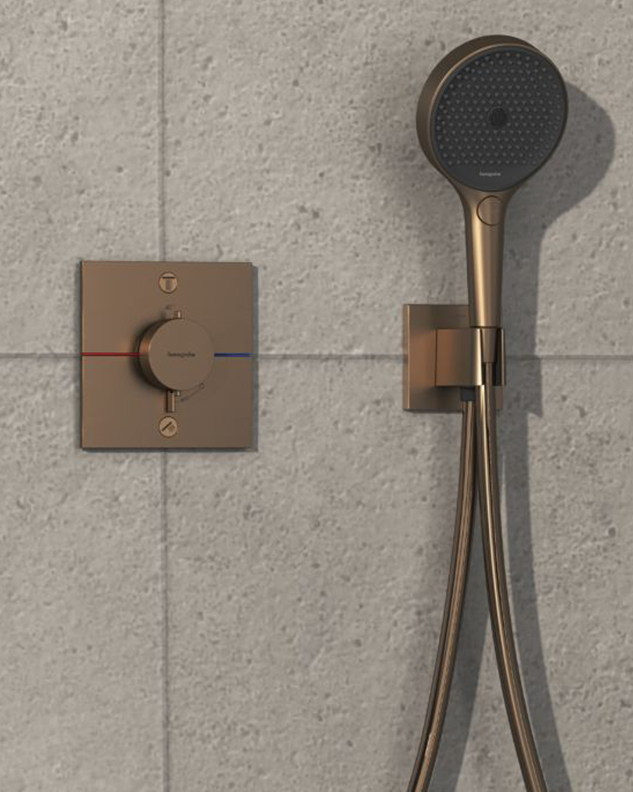 Podžbukni termostat za tuš Hansgrohe ShowerSelect Comfort E, za 2 izlaza, brušena bronca